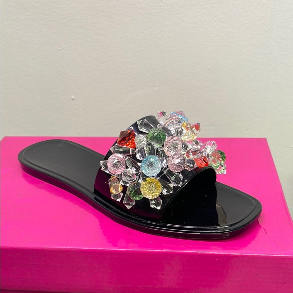 Glamorous Black Sandals with Crystal Embellishments